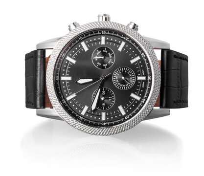 Men's mechanical watch on white background