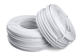 White computer cables isolated on white background