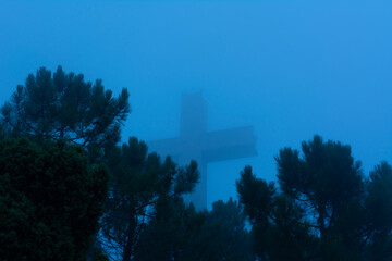 Desierto de las palmas cubierto por una densa niebla