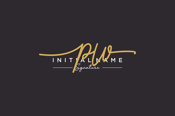 Initial PW signature logo template vector. Hand drawn Calligraphy lettering Vector illustration.