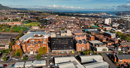 Fototapeta na wymiar Aerial Photo of Mater Infirmorum Hospital Crumlin Road Belfast City in Northern Ireland
