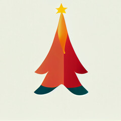 Yellow and red christmas tree vector logo design 