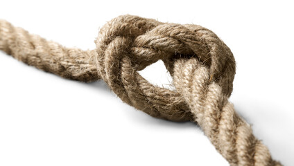 Rope with knot isolated on white background