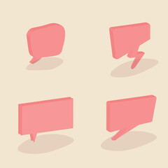 Set of four 3D bubble chat, isolated on cream background. 3D Chat set. bubble chat vector.
