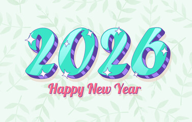 2026 New Year Year with Floral Background. Holiday Design, Trendy Style, Calendar