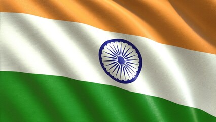 Indian flag blowing in the wind 3d-rendering