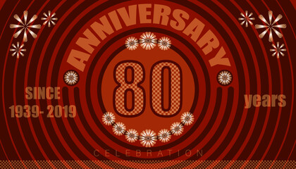 80th anniversary emblems, a small to big circle from the center, creative poster design
