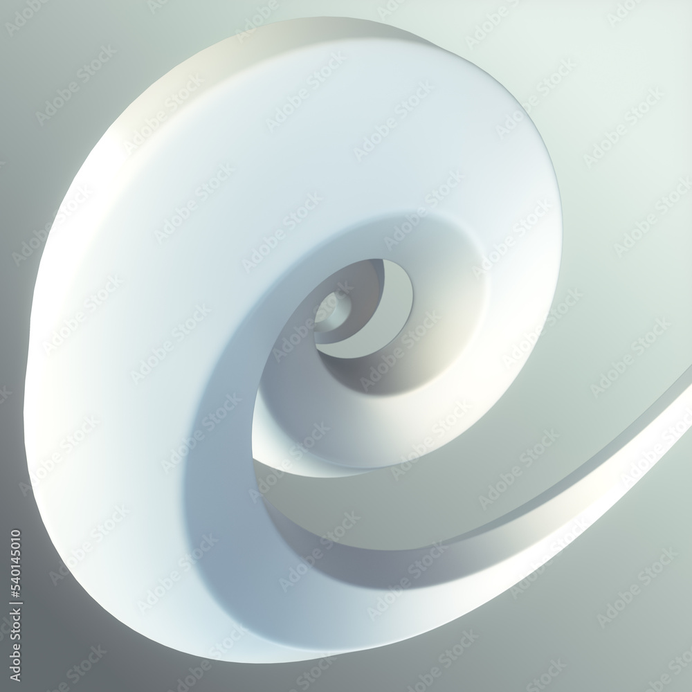 Poster Digital illustration of white helix with depth of field effect. Modern 3d rendering creative background
