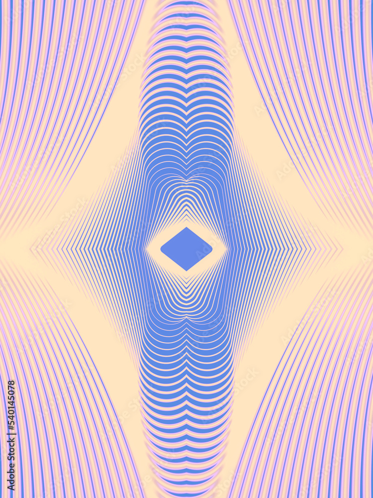 Poster Symmetrical pattern of lines on a blue background. 3d rendering digital illustration