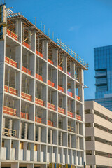 Exterior view of an unfinished building under construction in Austin Texas
