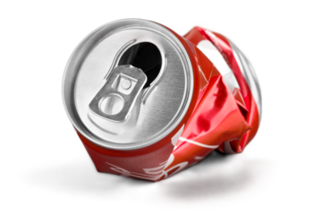 Crumpled aluminum can on background,close up