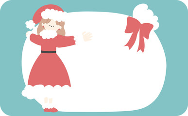 プレゼント袋に抱きつくサンタの衣装を着た女の子線なし