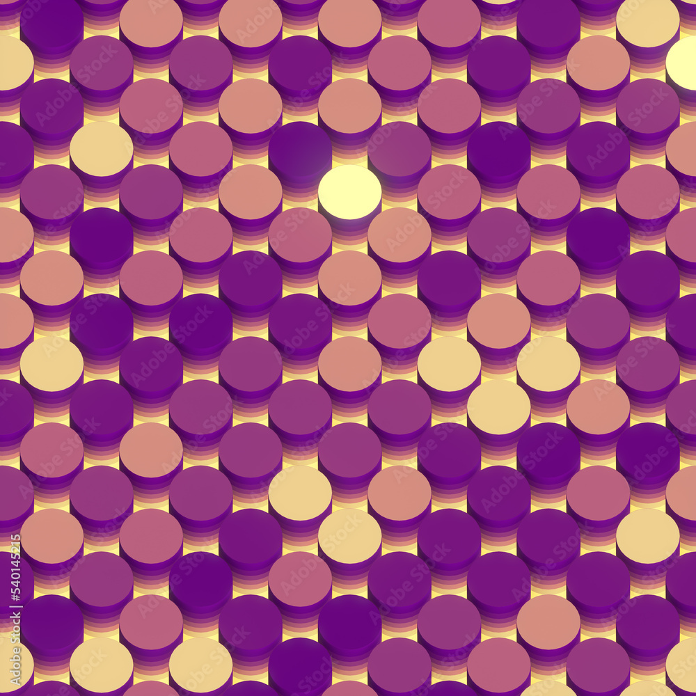 Poster Flat abstract background of chaotic flashing cylinders. Modern 3d rendering pattern. Digital illustration