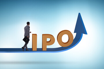Businessman in the initial public offering IPO concept