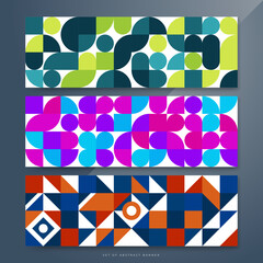 Flat colorful mosaic pattern design banner background