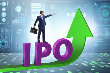 Businessman in the initial public offering IPO concept
