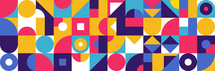 Flat colorful mosaic pattern design banner background
