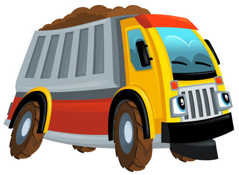 recommend clip art: cartoon scene with industrial truck on white background illustration