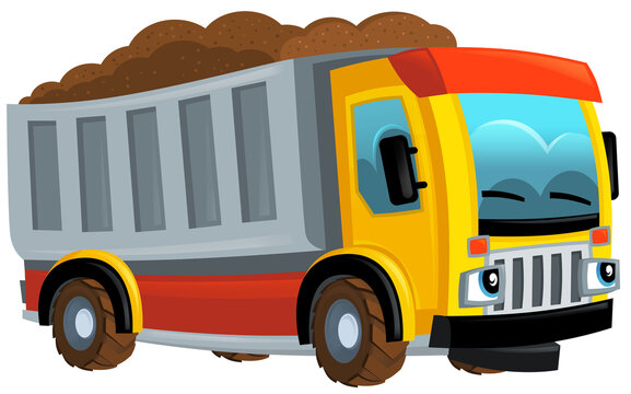 recommend clip art: cartoon scene with industrial truck on white background illustration
