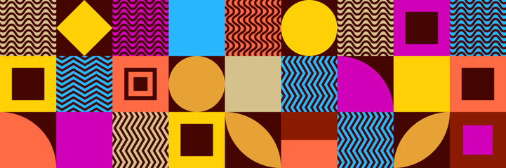 Flat colorful mosaic pattern design banner background