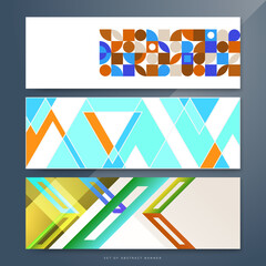 Flat mosaic banner background with geometric shapes