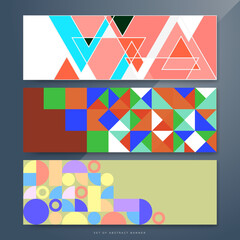 Flat mosaic banner background with geometric shapes