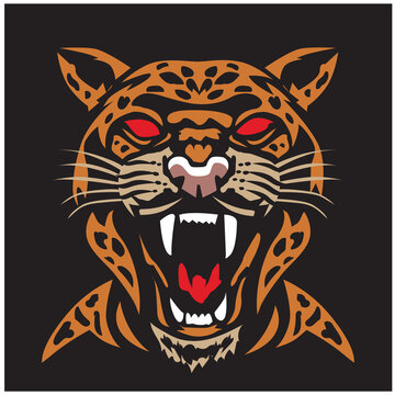 Original name(s): leopard vector illustration for sticker icon graphic on black background..
