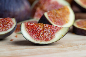 Ripe sweet figs cut into pieces