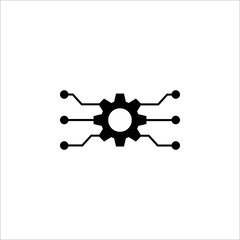 Obraz premium Digital technology gear icon. Vector illustration on white background. 