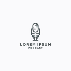 Podcast logo icon design template flat vector