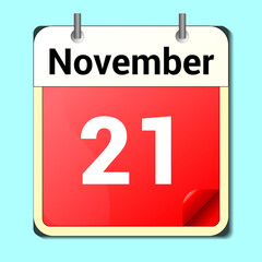 calendar vector drawing, date November 21 on the page