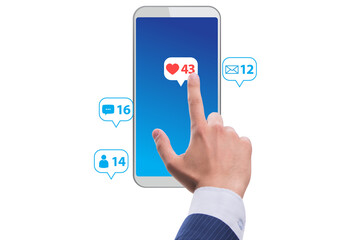 Fototapeta premium Businessman in the communication concept