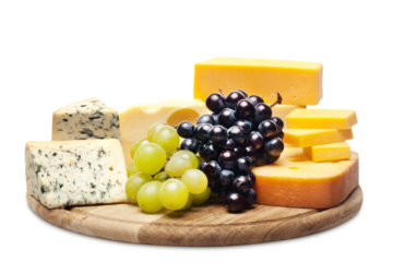 Cheese and Grape on the Wooden Platter
