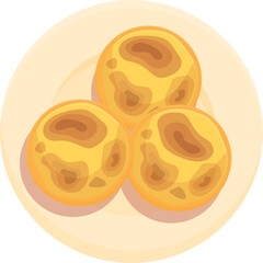 Hot meal icon cartoon vector. Portugal food. Cod fried