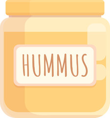 Hummus jar icon cartoon vector. Pita bread. Paste food