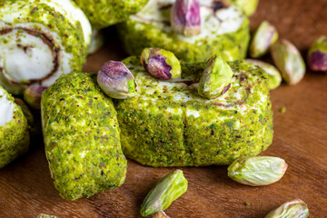 Oriental sweetness Turkish delight with pistachios and chocolate