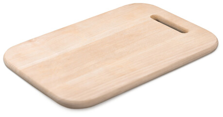 Wooden cutting board isolated on a white background