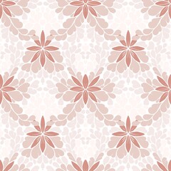 Seamless pattern with floral ornament in beige color scheme