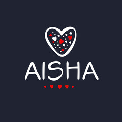 Creative (Aisha) name, Vector illustration.