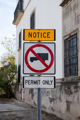 No Trucks, Permit Only Notice Street Sign