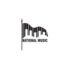 music flag national symbol piano logo design vector illustration