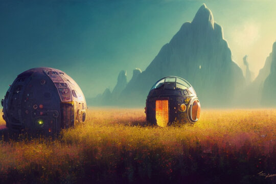 Space capsule in a field