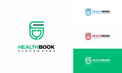 Health Book logo designs concept vector, Health Education logo symbol, Healthcare logo icon