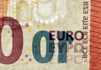 Euro banknotes with a face value of ten euros