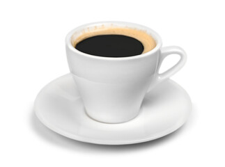 Black coffee in a cup on a white background