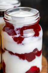 Yogurt made from fresh milk with the addition of sweet jam