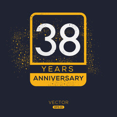 38 years anniversary celebration template, Vector illustration.