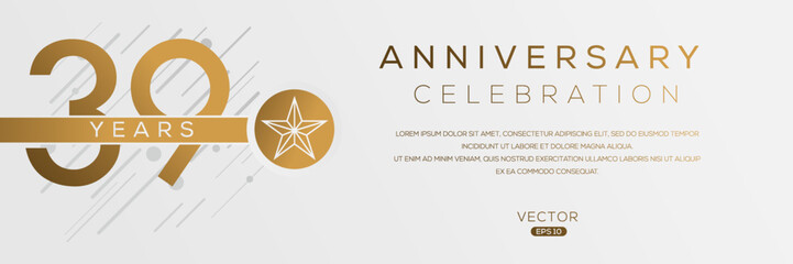 39 years anniversary celebration template, Vector illustration.