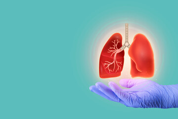 the hand holds a digital lung, tuberculosis, lung cancer, world no tobacco day, covid, sars, copd,...