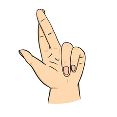 Hand with crossed fingers. Good luck symbol.